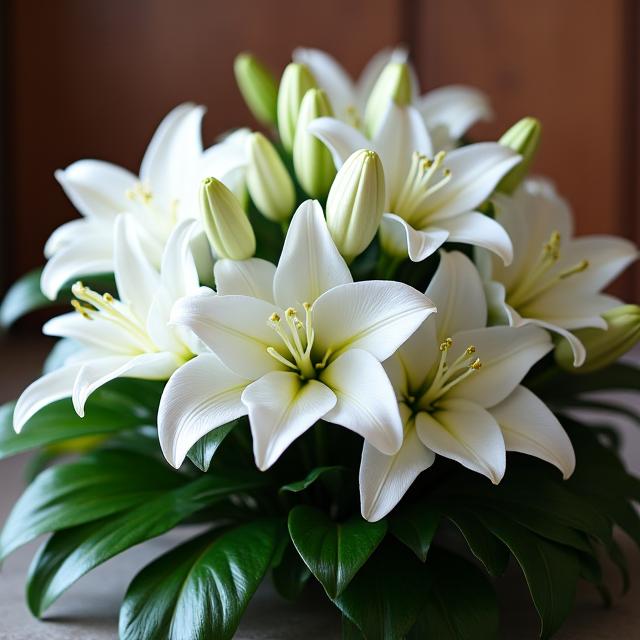 Würdevoller Trauerkranz mit weißen Lilien